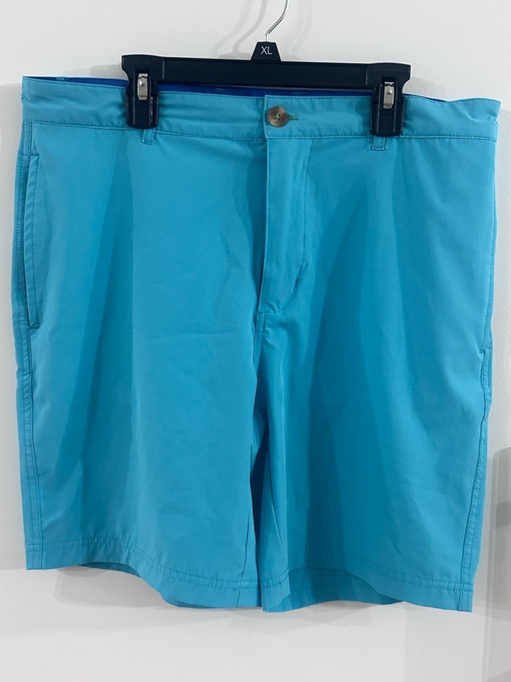 TailorByrd Performance Flamingo Golf Shorts Blue Men's 32 Stretch Flat Front